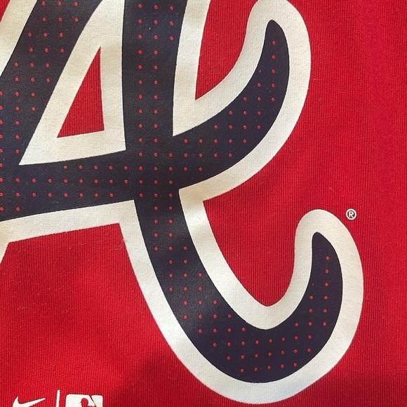 Nike Red Atlanta Braves Dri Fit T-Shirt Polyester Wicking EUC Men’s XL Short - Picture 7 of 10